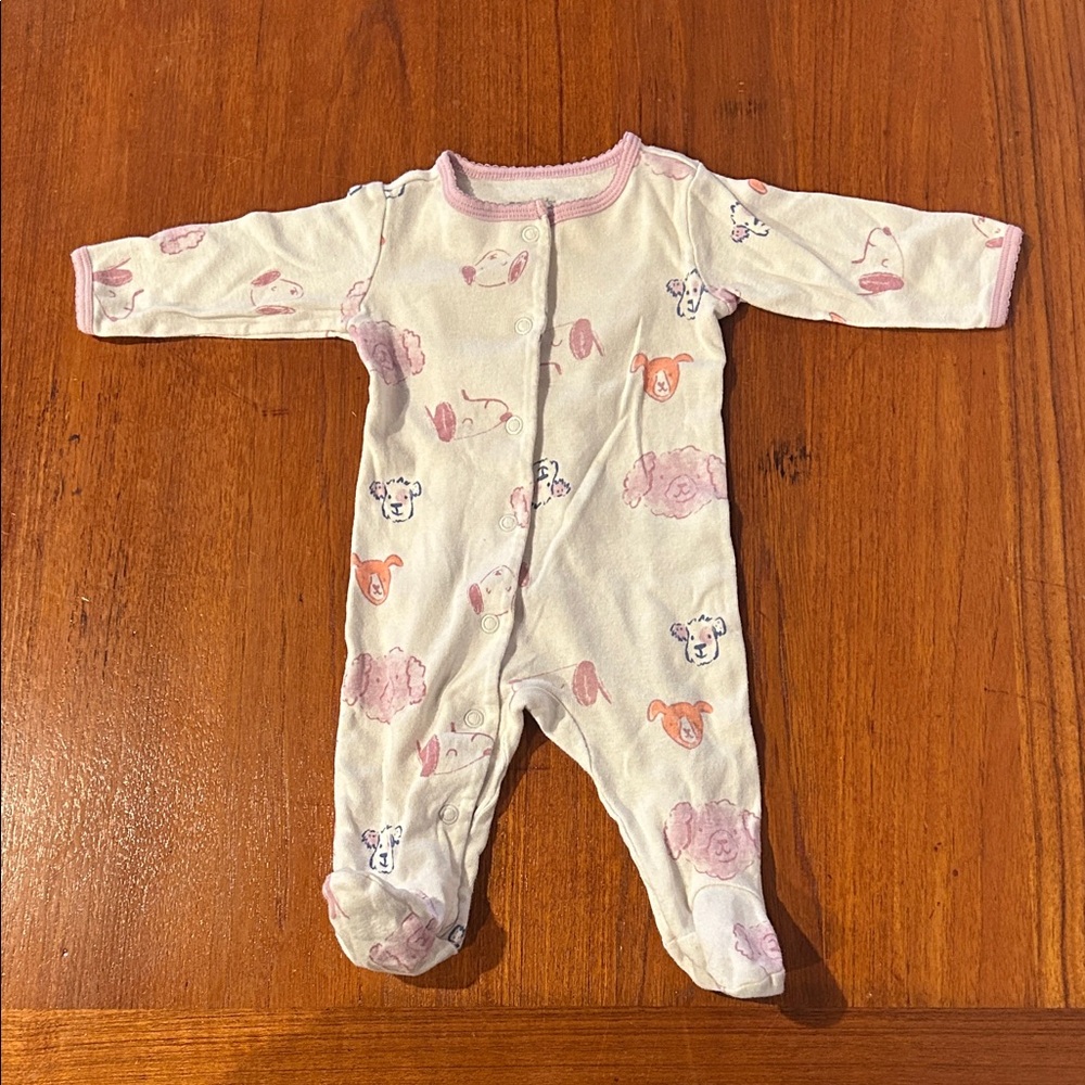 Doggie Pink and White Footie Pajamas